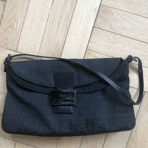 Fendi Double Flap Baguette Black Zucchino